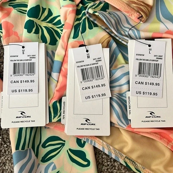 Rip curl Follow The Sun Coral Floral Long Sleeve Surf Suit One Piece Swim S,M,L - Picture 8 of 14